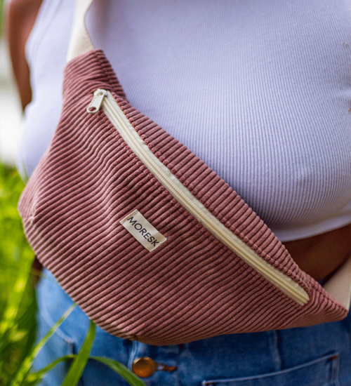 Sac banane en velours côtelé rose – Image 2