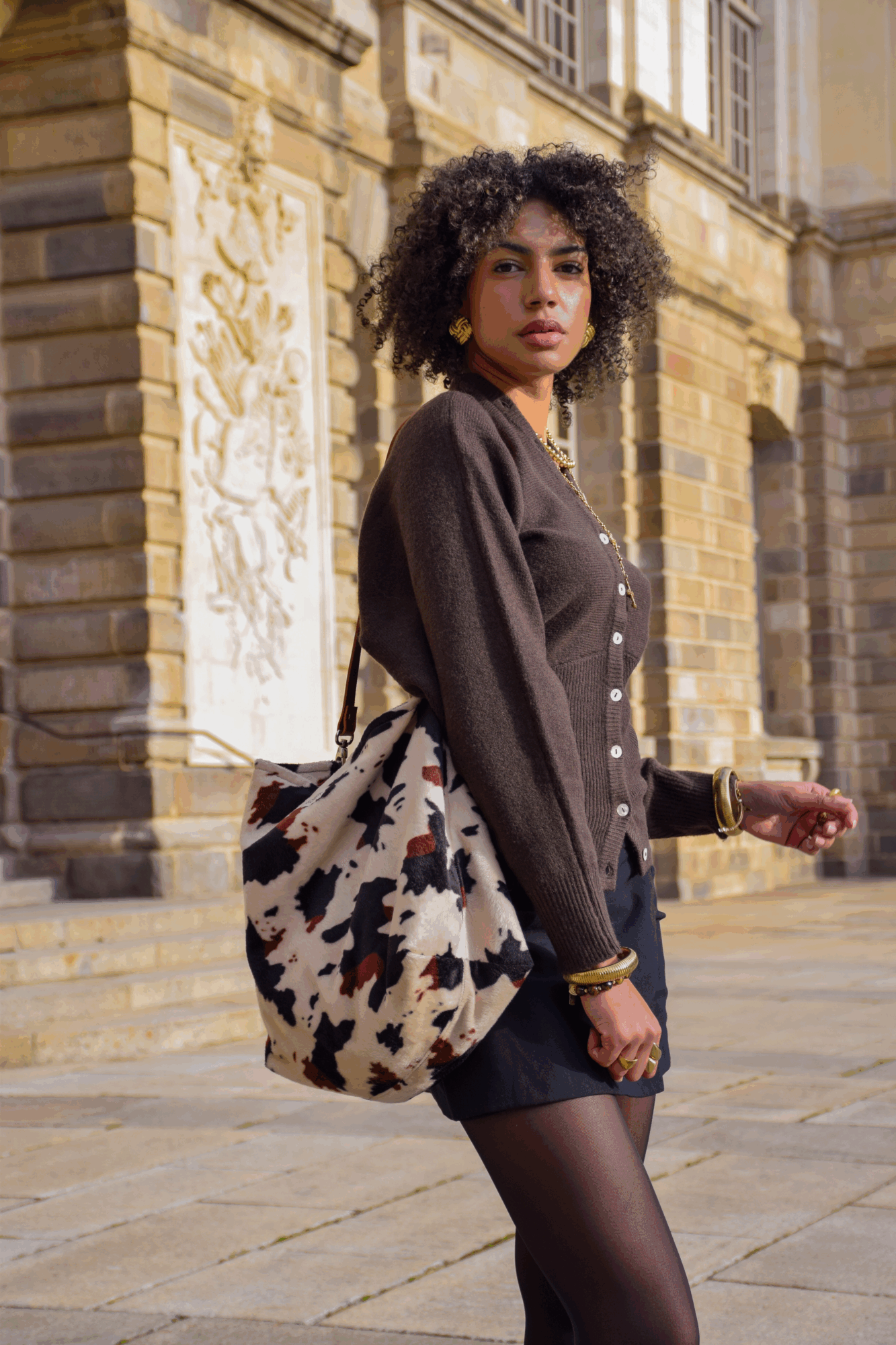 Sac hobo imprimé vache